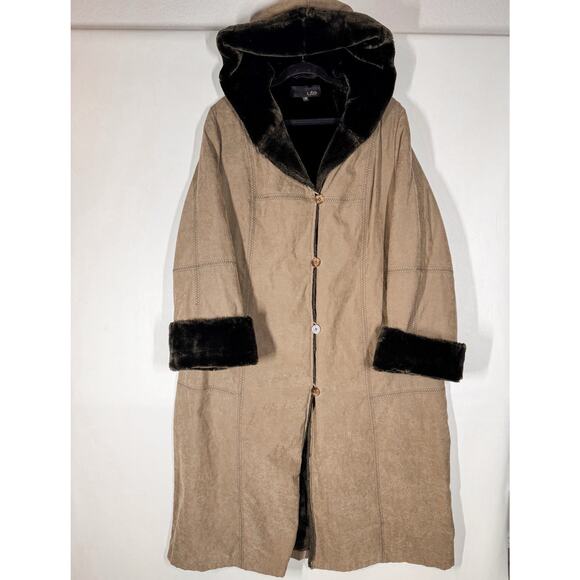 Utex Jackets & Blazers - Vintage Utex Faux Fur Brown Overcoat Hooded Cuff Size XL Long Lined 90s